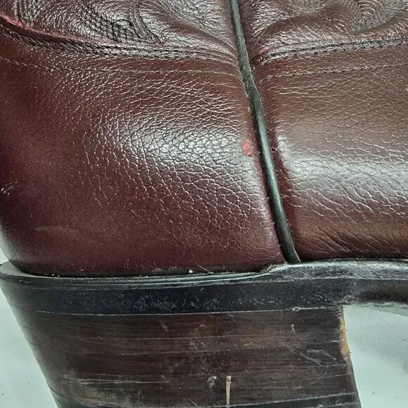 Vintage J. Chisholm Cowboy Western Boots Black Cherry Mens 12 EE 11220 USA Made - Picture 10 of 16